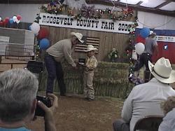 Kelsea with her first belt buckle win at the Roosevelt County Fair.