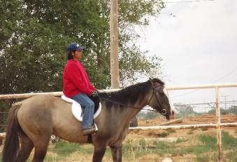 Introducing her mare to the English way of riding. She has been used just for western prior to this.
