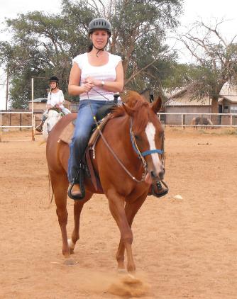 Kelly on Lil preparing for a trail ride later this summer June 09