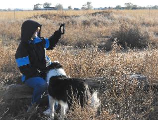 Taking pictures of her rider with Noki helping.